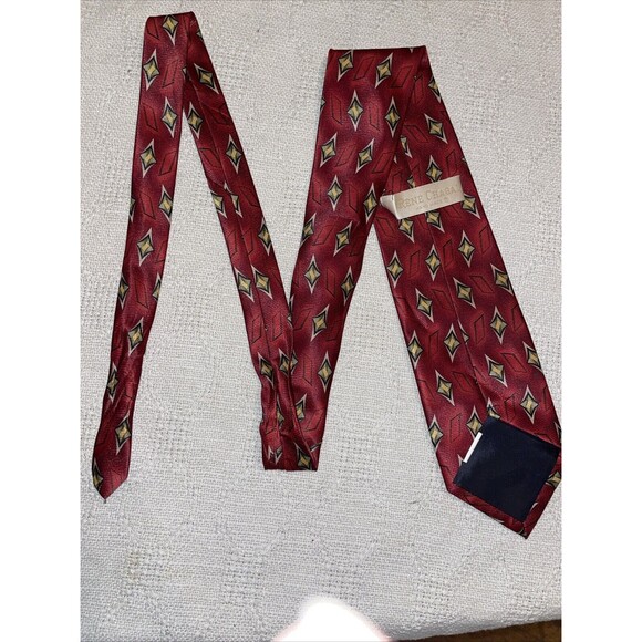Rene Chagal Men’s Dress Tie Size 57” 4” Red Geometric Business Formal Polyester - Picture 8 of 12